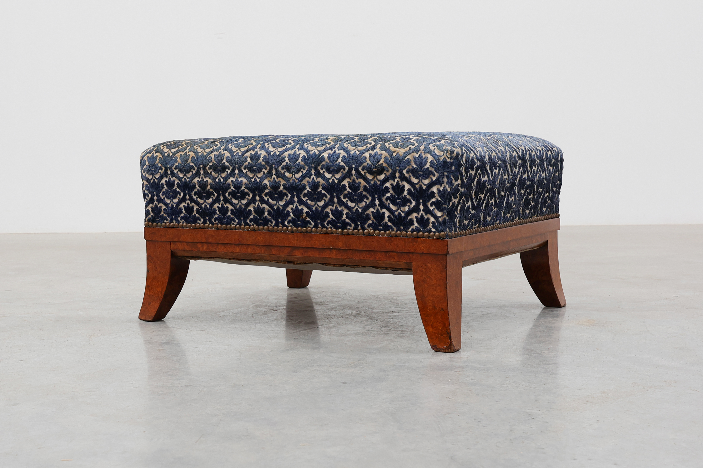 Art Deco Upholstered Footstool with Sabre Legs, France, 20th Centurythumbnail